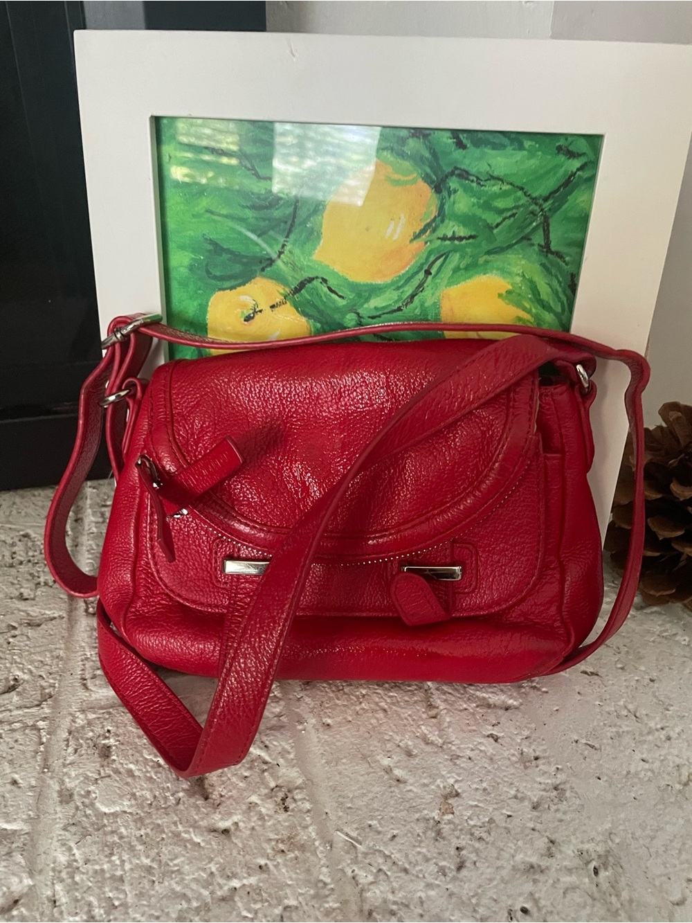 Women's Red Leather Crossbody Bag